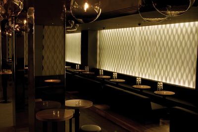 Lamelliverhojärjestelmät, SG 2910, Multi Visio, Room shot "Amber Club", Zurich, Switzerland, Vertical Waves